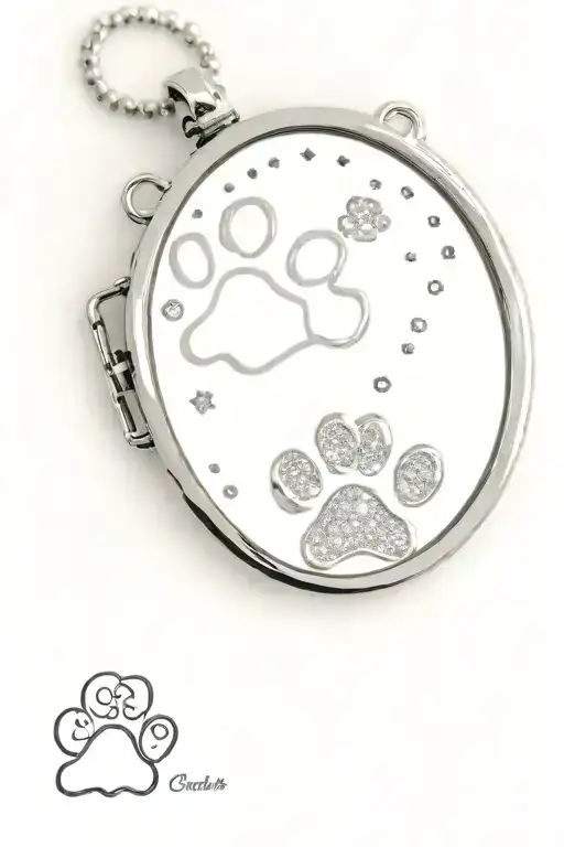 Coquette Locket With Dog Paws And Sparkle Inside The One Side Of Locket