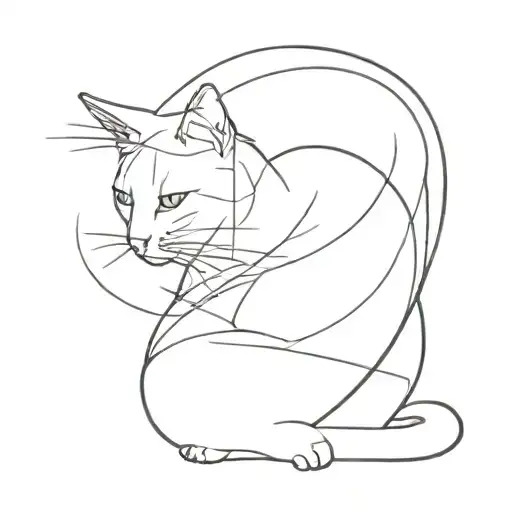 Sitting Cat Looking To The Right