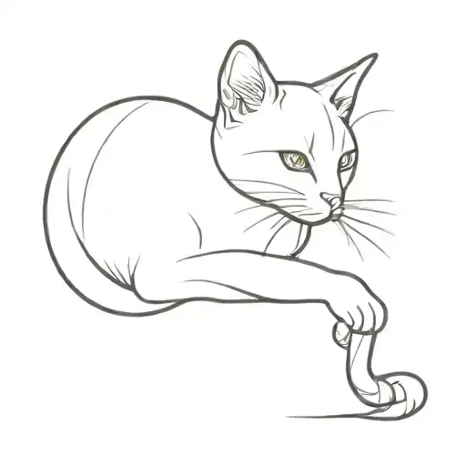 Sitting Cat Looking To The Right