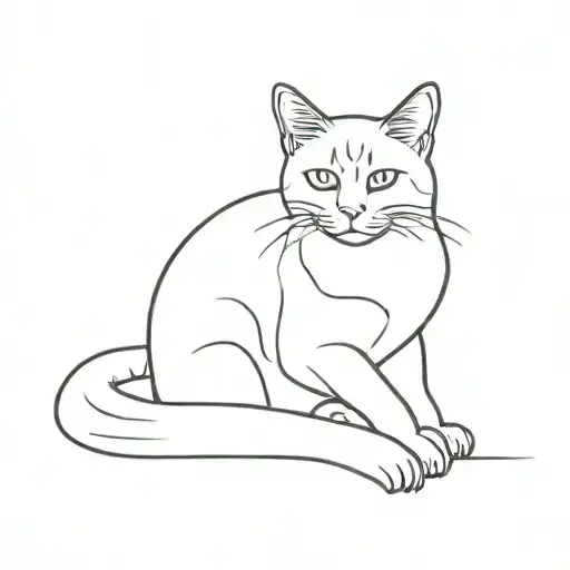 Sitting Cat Looking Towards Camera