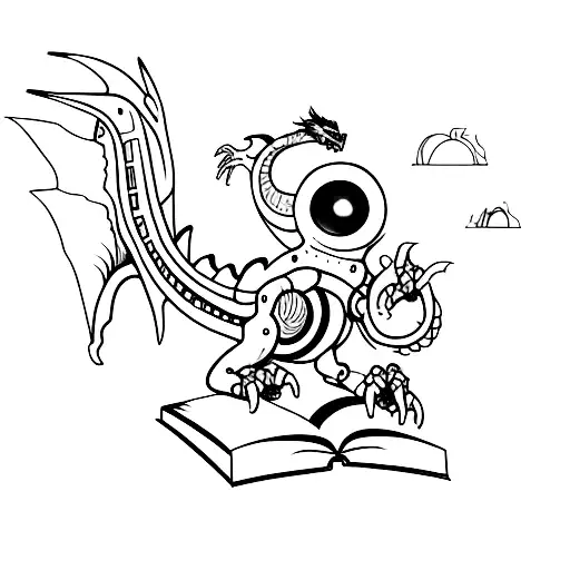A Robotic Dragon Emerging From An Open Book