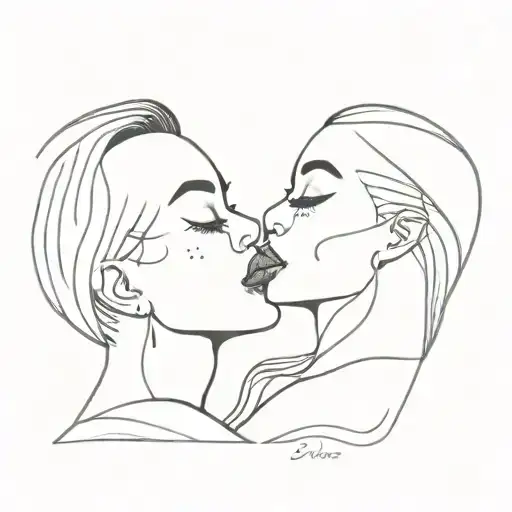 Black Women Kissing Fine Line