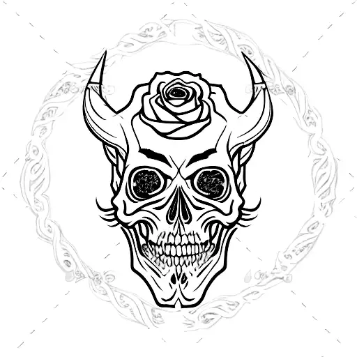 Demon Skull With Roses
