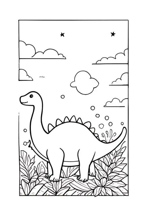 Cute Dinosaur Line Work