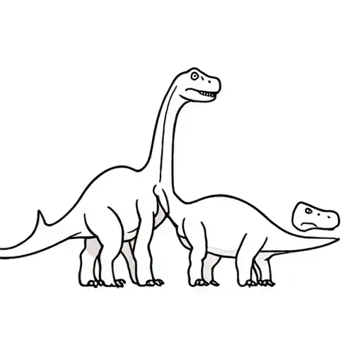 A Line Work Design Of 2 Dinosaur