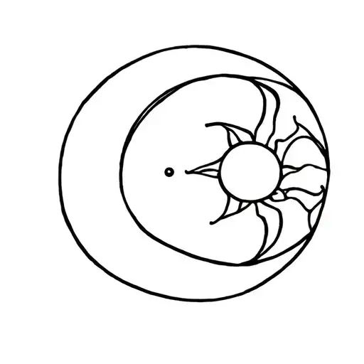 A Line Work Design Of Sun And Moon