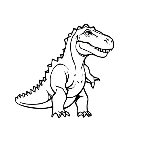 A Line Work Design Of A Baby T Rex