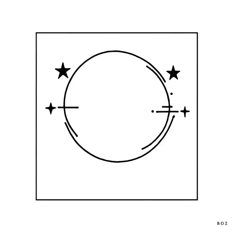 3 Stars Cresant Moon Straight Lines