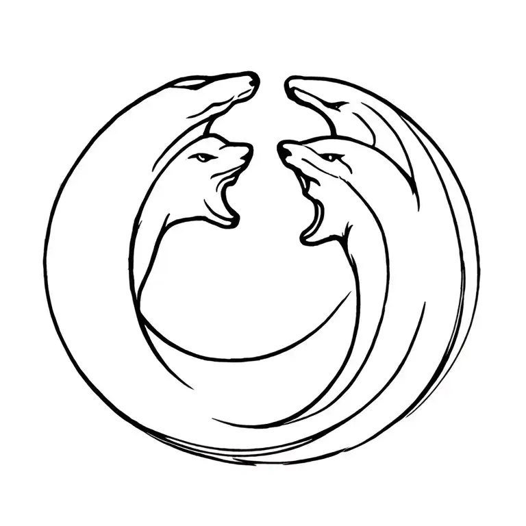 Wolf And Orca Circling Each Other