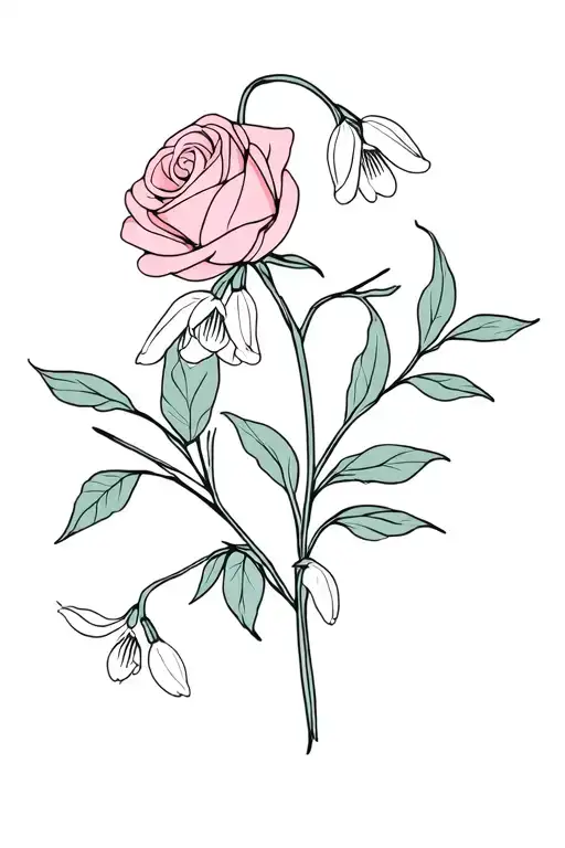 Rose And Snowdrop Flowers