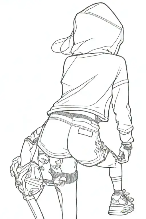 An Avarage Woman From The Back With An Football Themed Hoodi And Cargoshorts