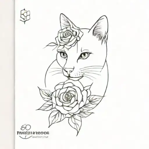 A Cat With Roses And Violets