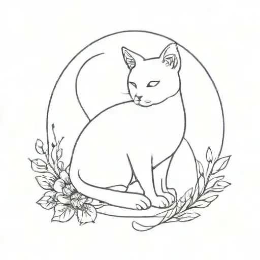 A Cat With Violet Flowers Blooming