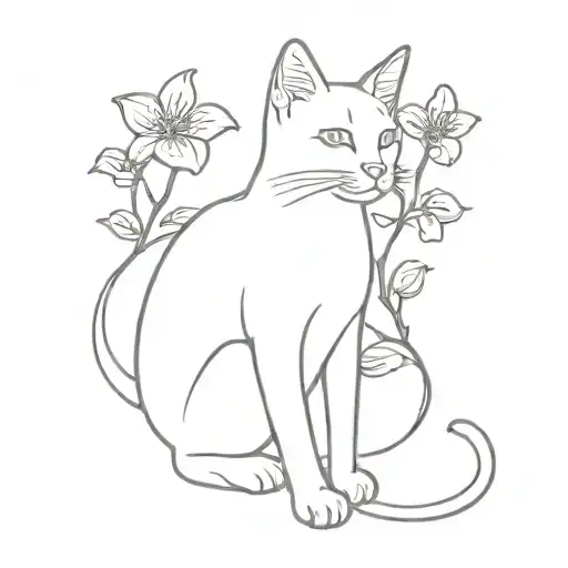 Cat With Violets Growing Out Of It