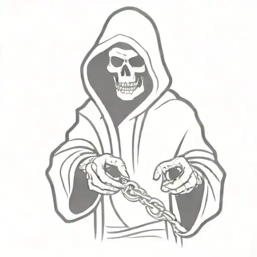 Grim Reaper Holding Handcuffs