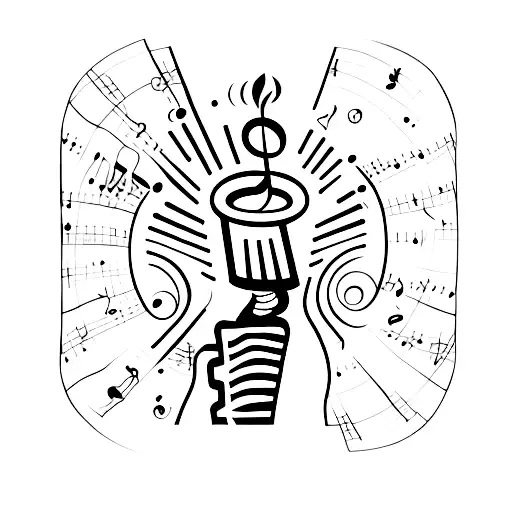A Skeletal Hand Holding A Coffee Mug With Musical Notes Swirling Around It