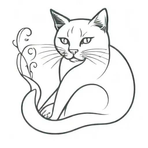 Black And White Cat Curled