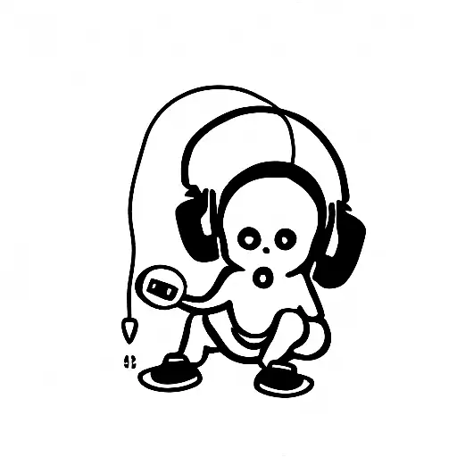 Baby Ghost With Headphone And Console In Hands