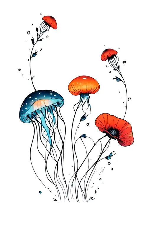 Camiping Sun Beach Jelly Fish And Poppy And Gladious