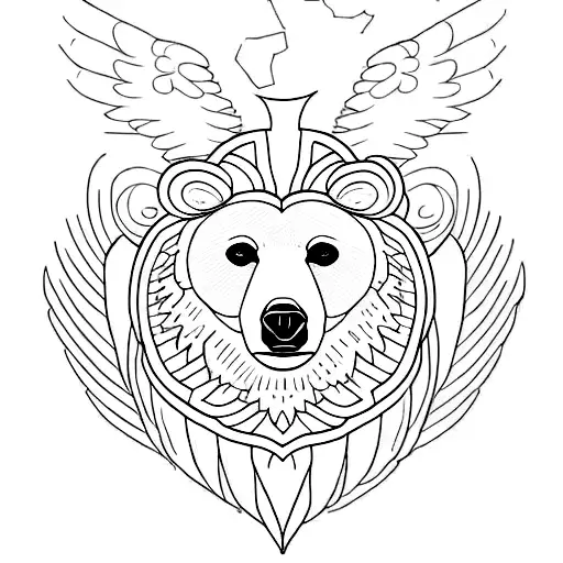 Bear's Face With Angel Wings Underneath