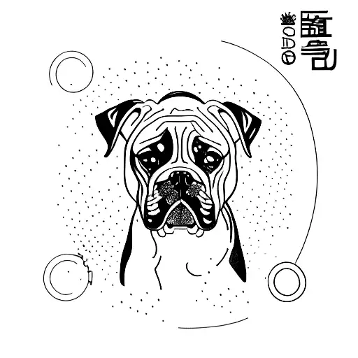 A Minimalist Tattoo Design Of A Female Boxer Dog