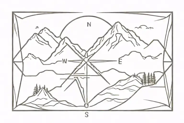 Compass With Mountains