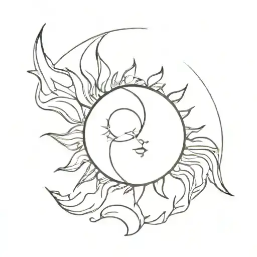 Sun And Moon Merging Together