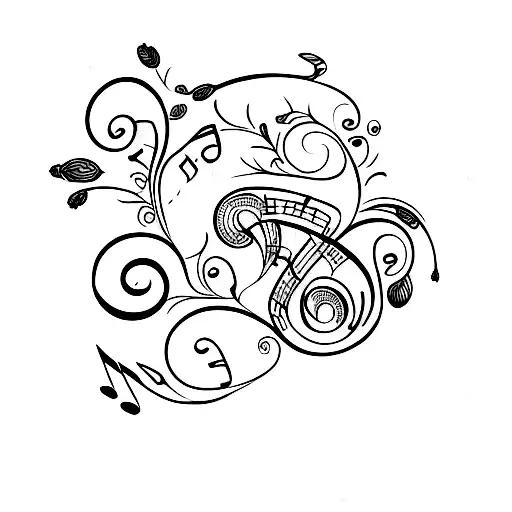 A Music Note With Thorny Vines And Butterflies