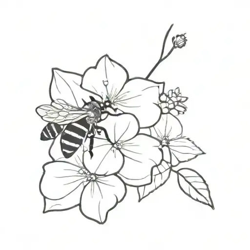 Hydrangea Flower With A Bee Flying