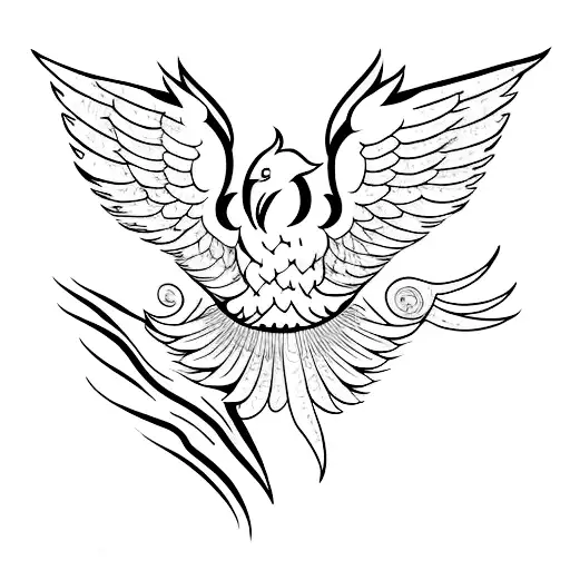 A Phoenix Silhouette In Flight