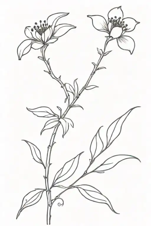 Cranberry Flower Side Profile Black And White One Flower On A Stem No Leaves