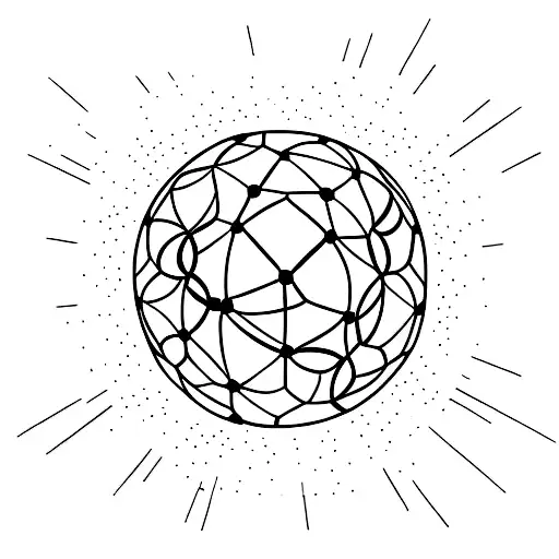 A Minimalist Tattoo Of A Soccer Ball With The Universe Inside It