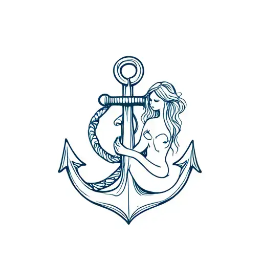 Anchor And Mermaid Sitting