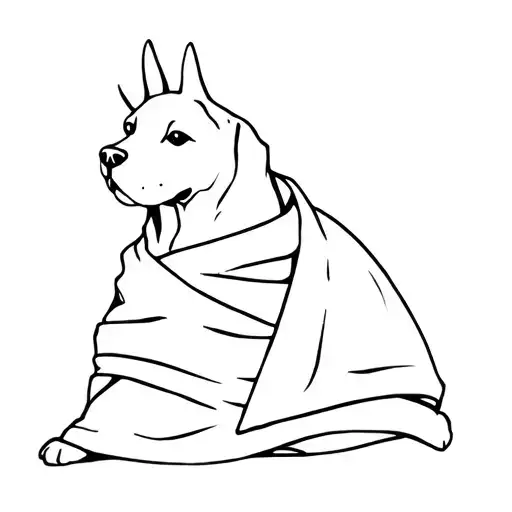 Dog In Blanket Wrapped