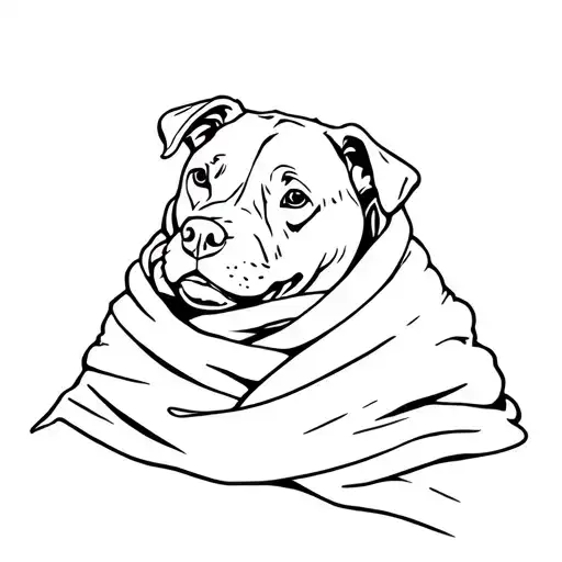 Illustration Dog In Blanket Wrapped