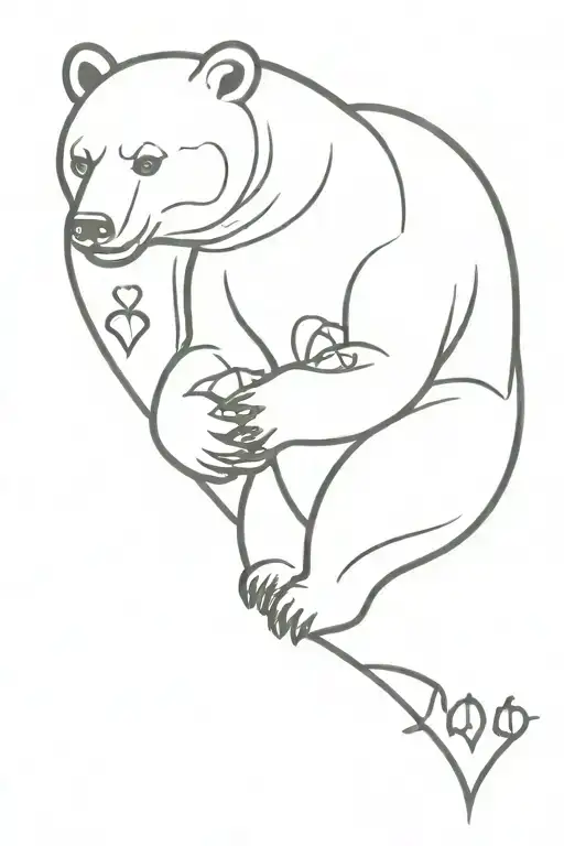 Bear With A Croissant In A Heart With A Date