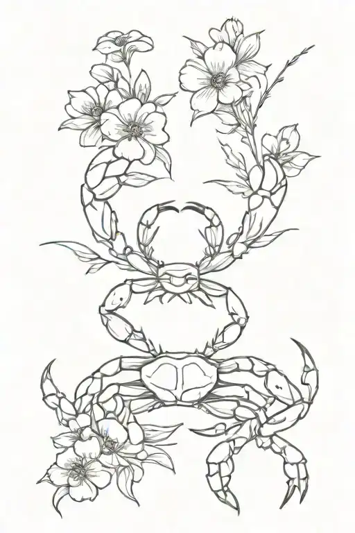 Crab Holding A Gun In One Claw And Flowers In The Other Claw