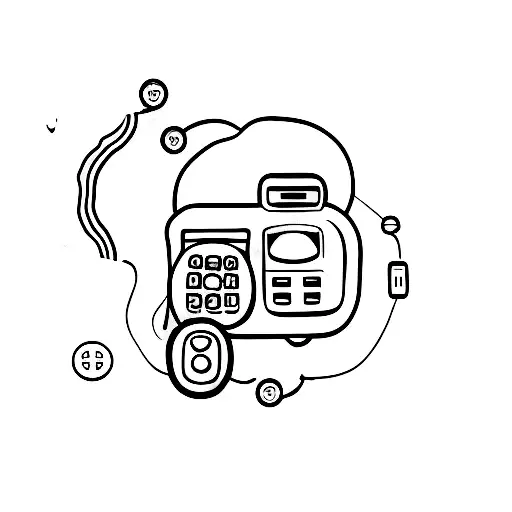 A Minimalist Tattoo Of A Tv Remote Control With A Cat Silhouette On The Buttons