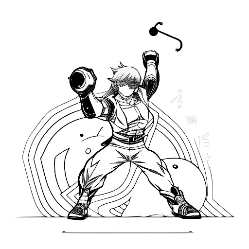 Combine Elements Of A Specific Sport And Anime Character In A Dynamic Action Pose