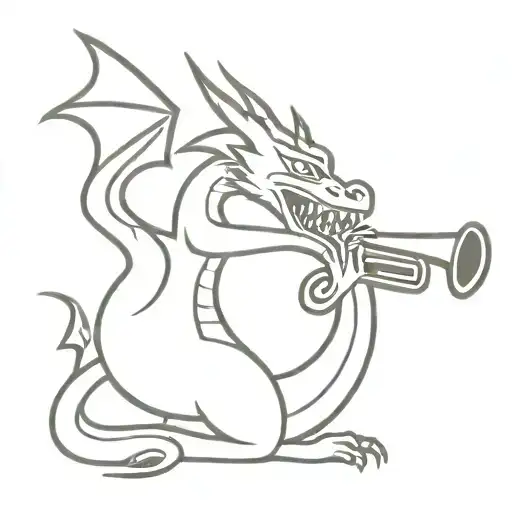 A Dragon Playing The Trumpet