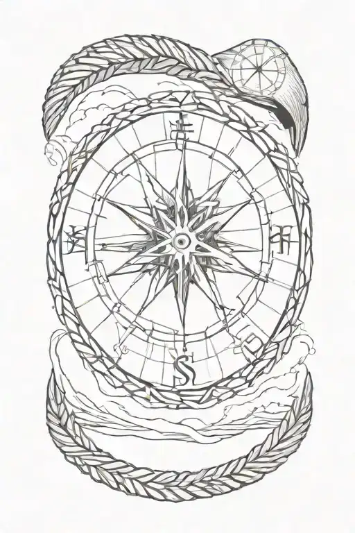 Mountain Bike Tire With A Compass Directions As The Spokes