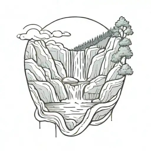 Waterfall Outline Flowing Right To Left