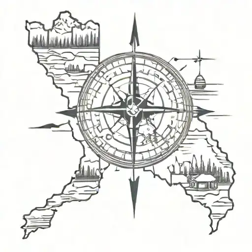 Compass With Oregon Landmarks