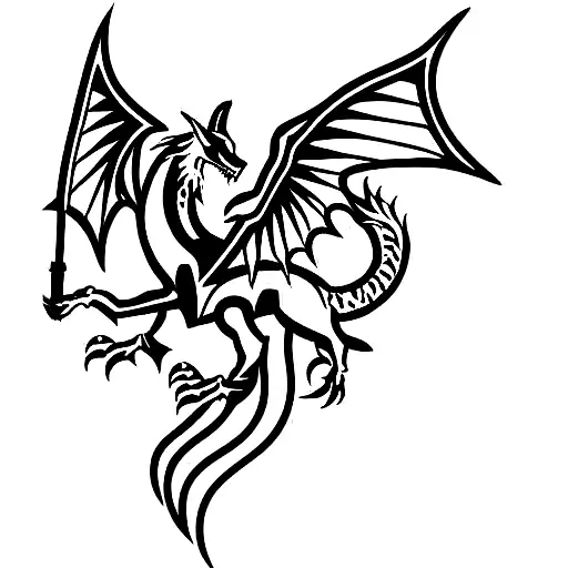 Coat Of Arms With Wolf And Dragon