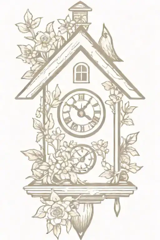 Cuckoo Clock Heavily German Influenced With Edelweiss Flowers German Cottage