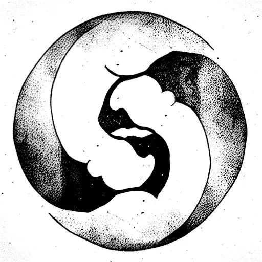 Ying Yang With Moon And Aquarius