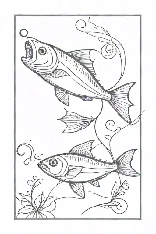 Sewing Needle And Thread With An Outline Of A Fish In The Thread