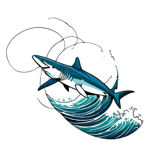 Shark And Sea Wave Merging