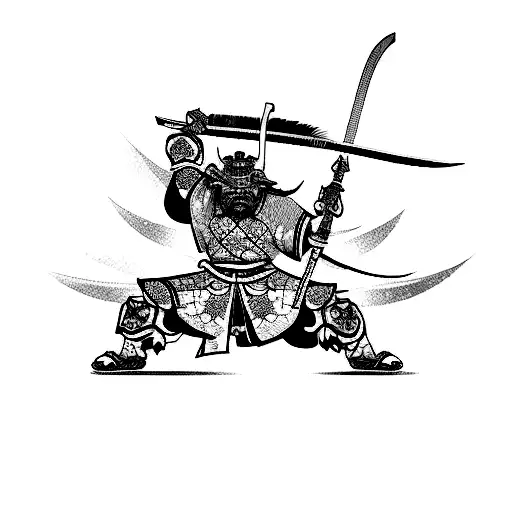 A Mask Samurai Aqquarius Warrior Battling A Mythical Oni Creature