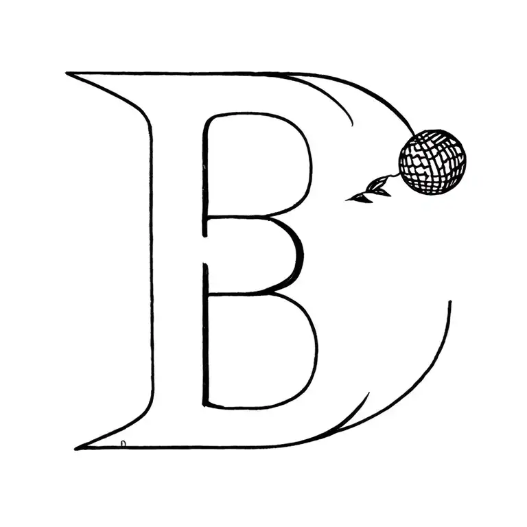 Letter B With Ball That Flies To The Sky